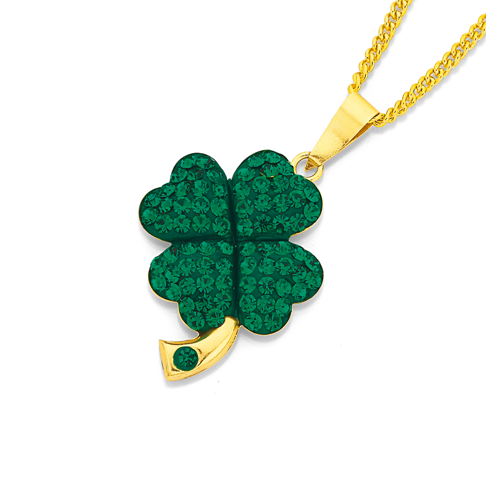 Four Leaf Clover Necklace - Glass - Green - White - ApolloBox