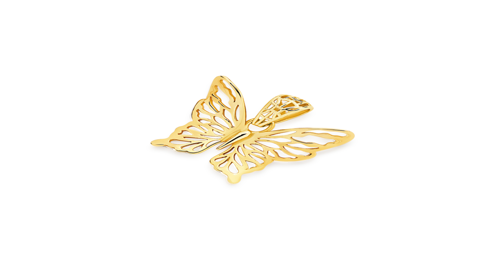 9ct Gold Lace Cutout Butterfly Pendant | Prouds