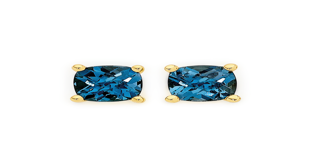 9ct Gold London Blue Topaz Stud Earrings in Blue | Prouds