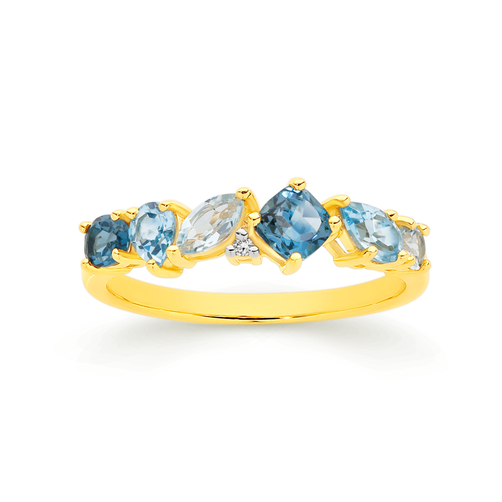Cabochon London Blue Topaz + Diamond Ring | By Emily Amey – Cape Cod  Jewelers