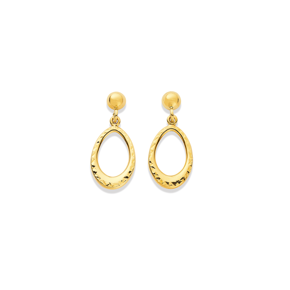 gold oval drop earrings