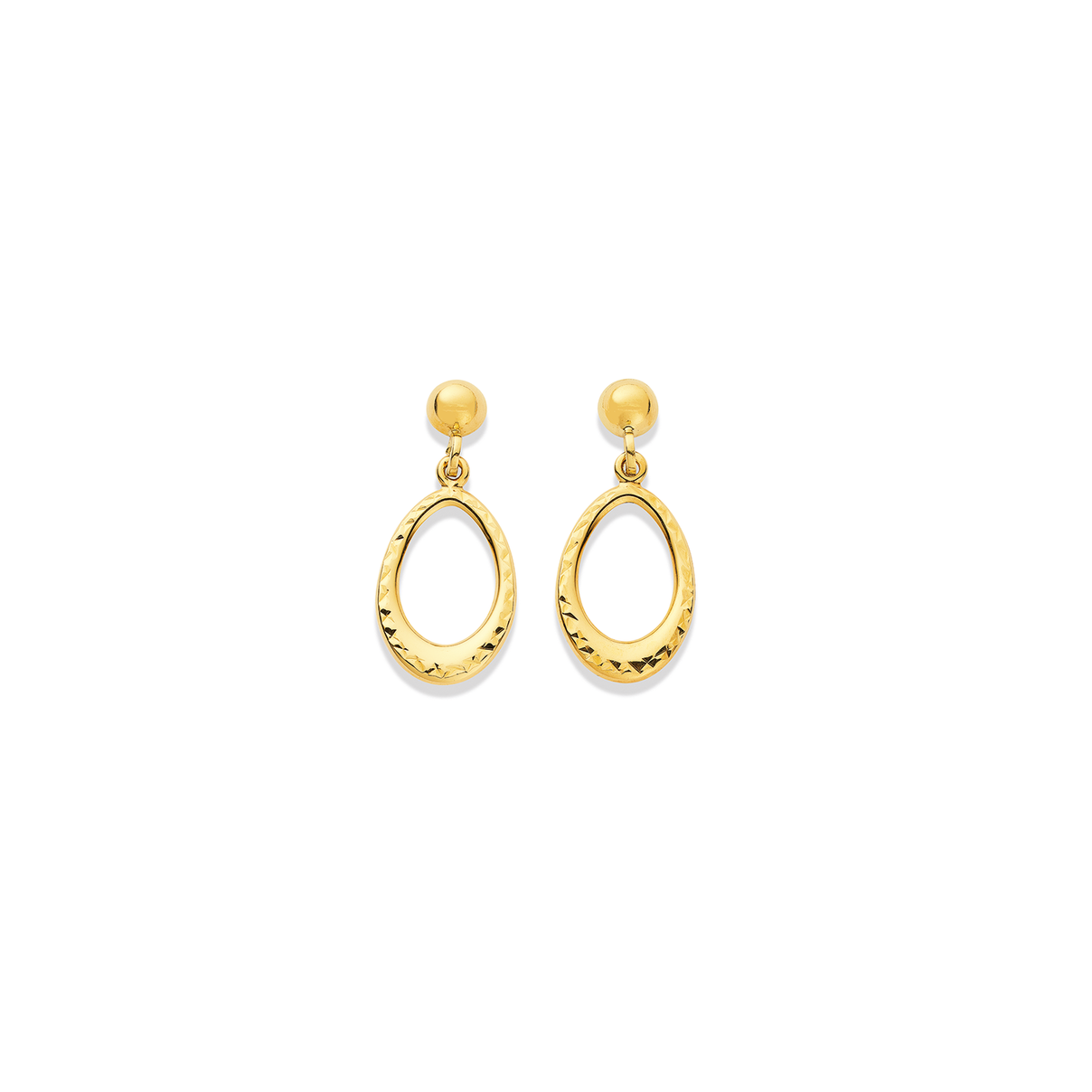 9ct Gold Oval Drop Stud Earrings | Earrings | Prouds The Jewellers