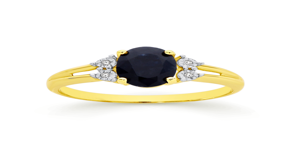 9ct Gold Sapphire & Diamond Ring in Black | Prouds
