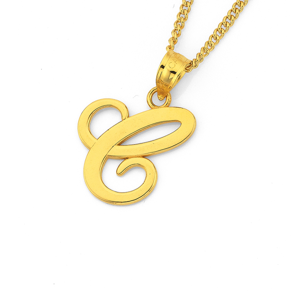 C initial shop necklace gold