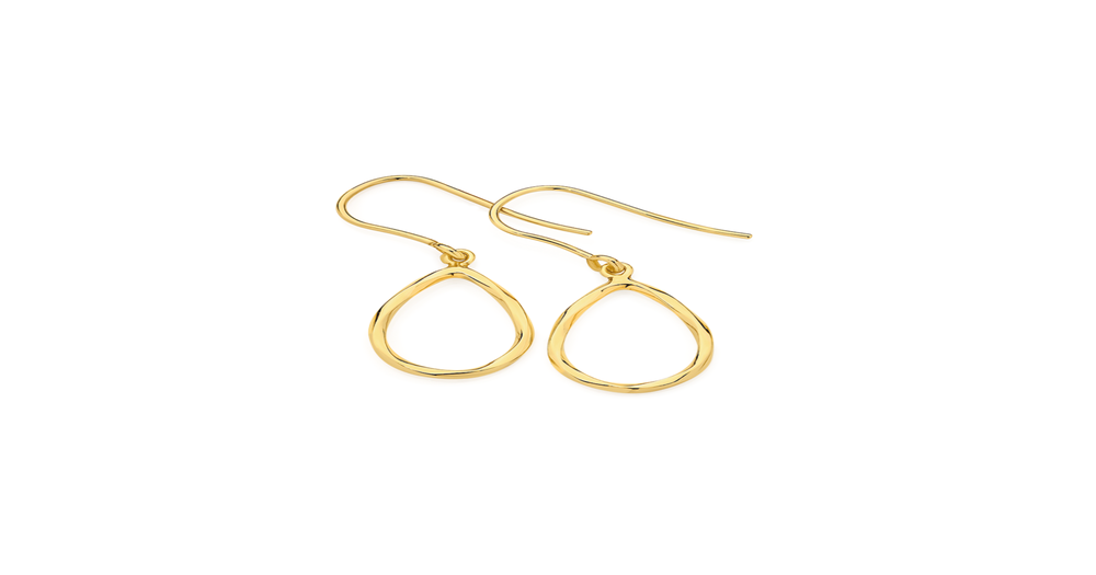 9ct Gold Slight Twist Open Pear Hook Drop Earrings Prouds 0836