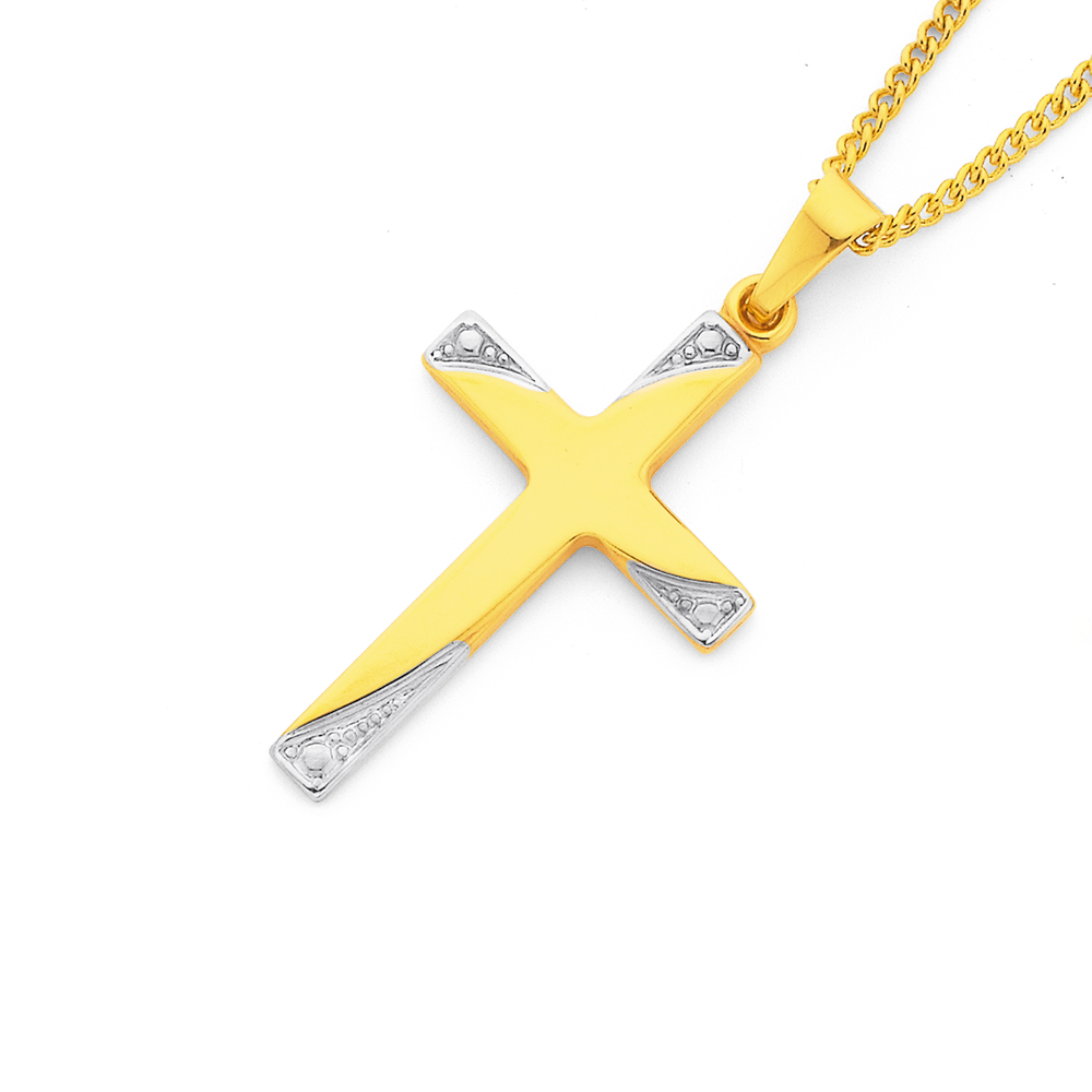 Diamond cut gold on sale cross