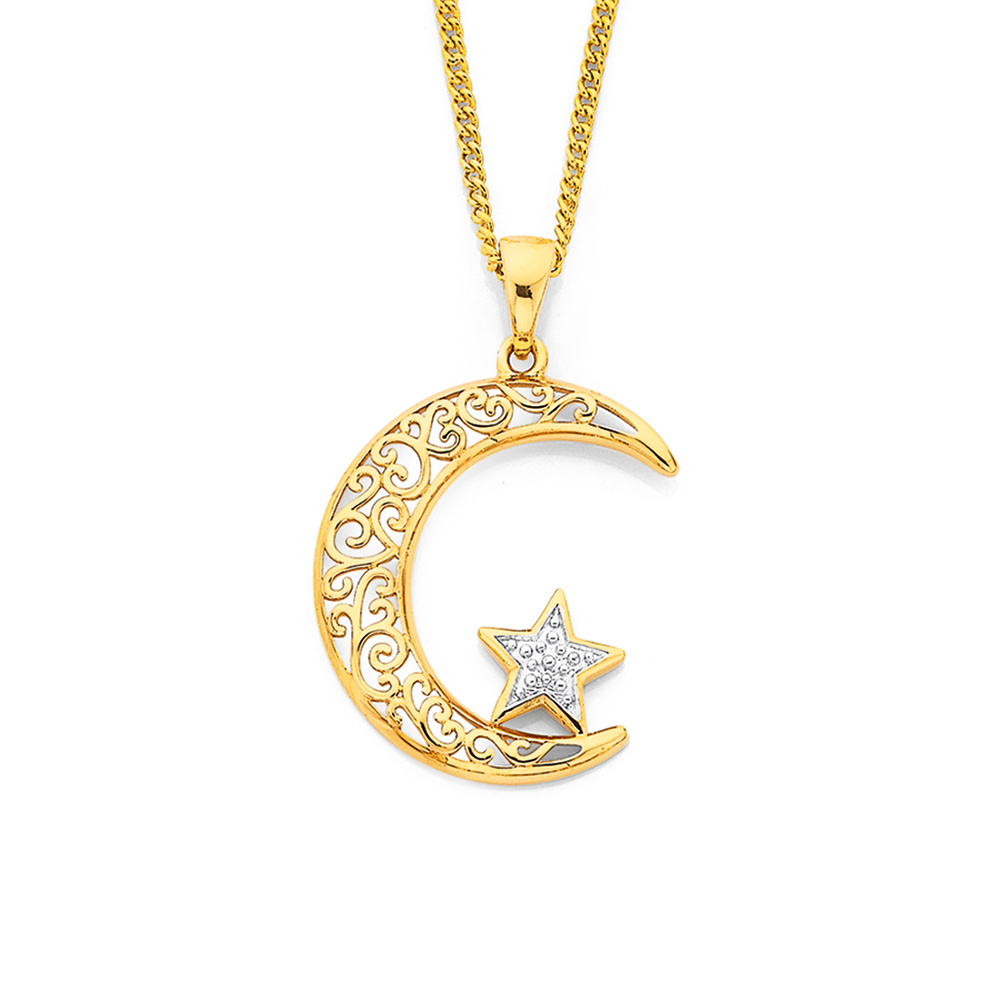 9ct gold crescent moon necklace