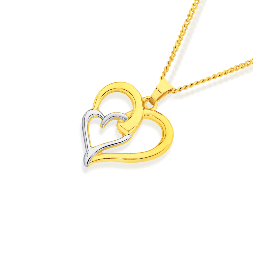 Two heart online necklace gold