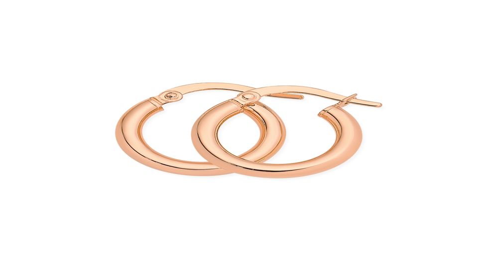 9ct Rose Gold 2.5x10mm Polished Hoop Earrings | Prouds