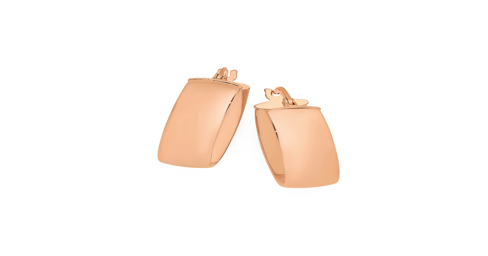 9ct Rose Gold 6x15mm Half Round Hoop Earrings | Prouds