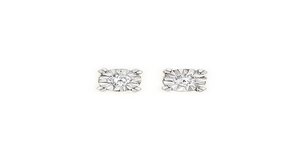 9ct Two Tone Gold Diamond Small Four Claw Stud Earrings | Prouds