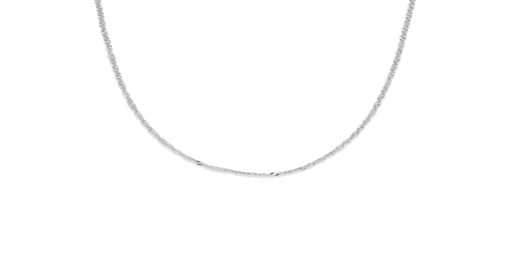 9ct White Gold 45cm Solid Singapore Chain | Prouds