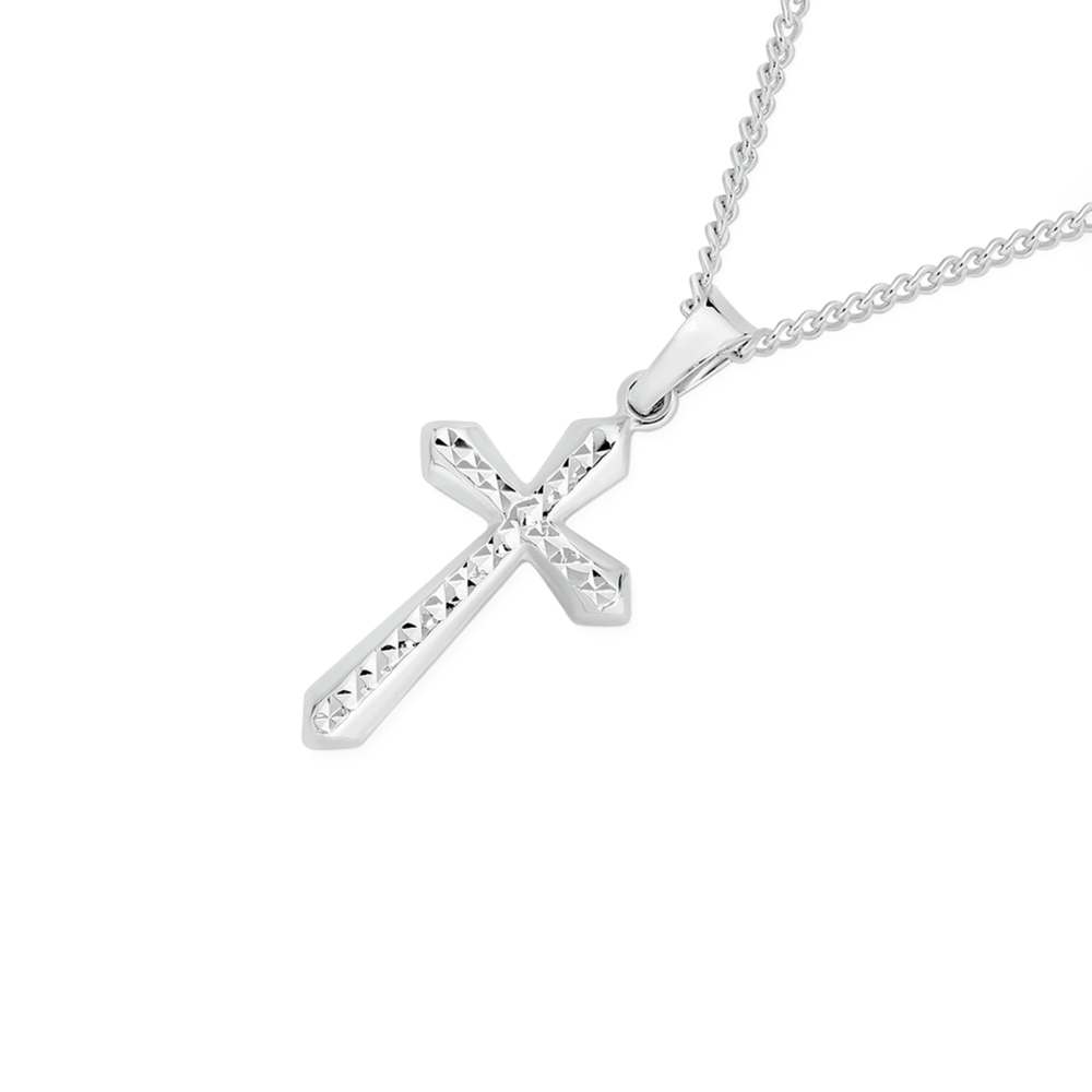 9ct white gold clearance cross and chain