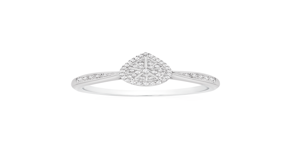 9ct White Gold Diamond Pear Shape Cluster Ring | Prouds