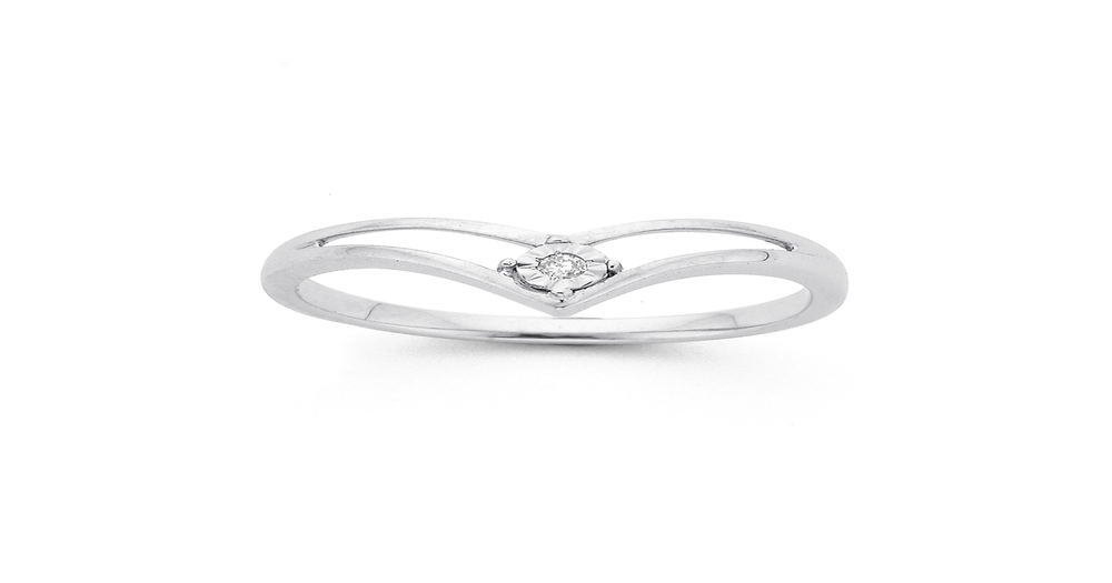 9ct White Gold Diamond Split V Shape Ring | Prouds