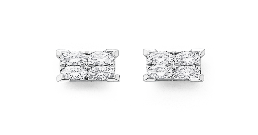 9ct White Gold Diamond Studs | Prouds