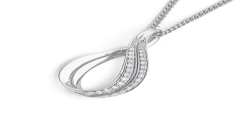 9ct White Gold Diamond Twist Pendant | Prouds