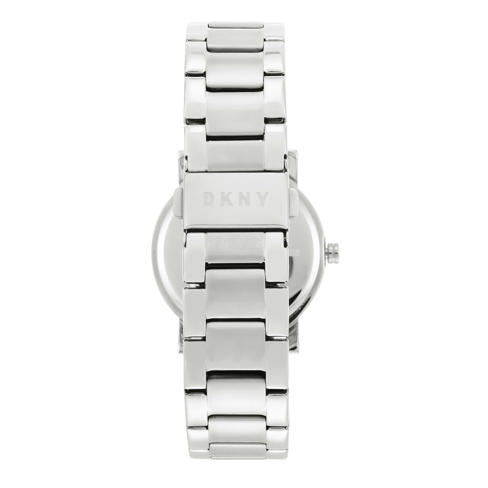 dkny ladies silver coloured stainless steel watch