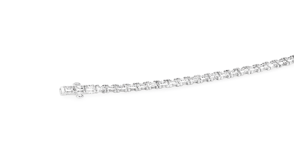 Silver 3mm Square Claw Set Cz Tennis Bracelet in White | Prouds