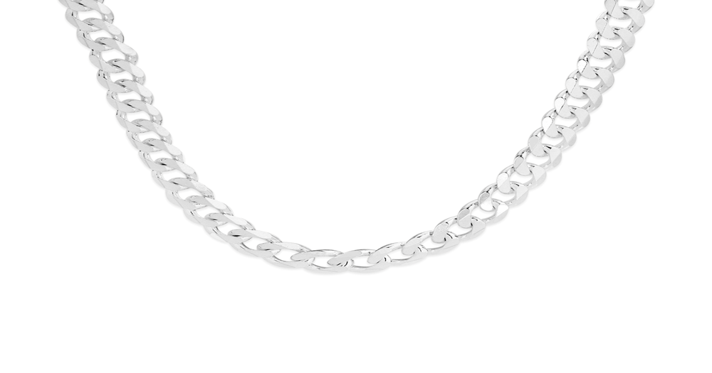 Silver 45cm Diamond-cut Bevelled Curb Chain | Prouds