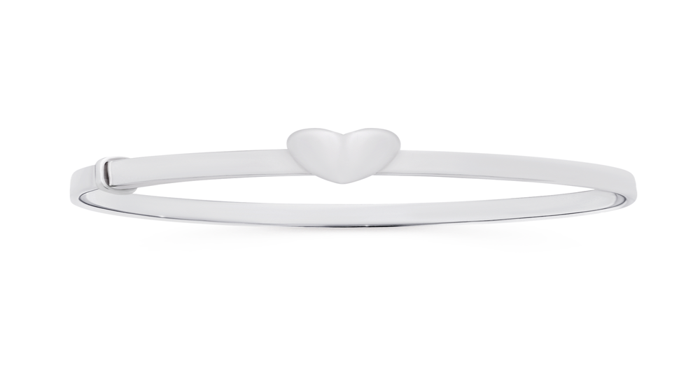 Silver 4x40mm Puff Heart Child Expander Bangle | Prouds