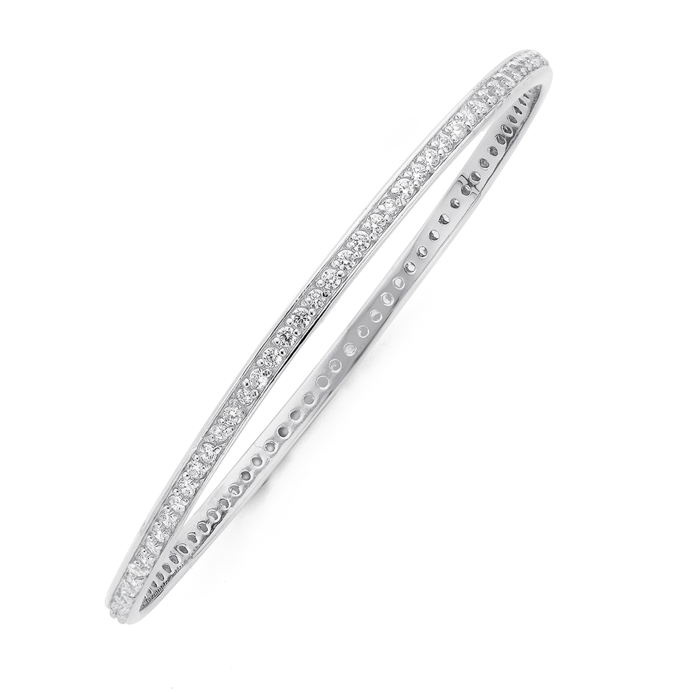 Gents Silver Single Cz Stone Hook Bangle - Smiths Jewellers