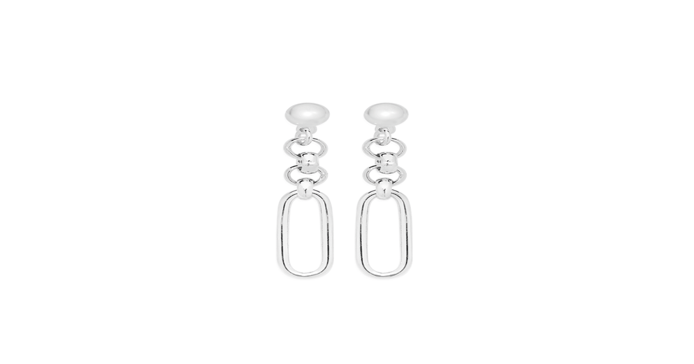 Silver Belcher & Long Link Drop Earrings | Prouds