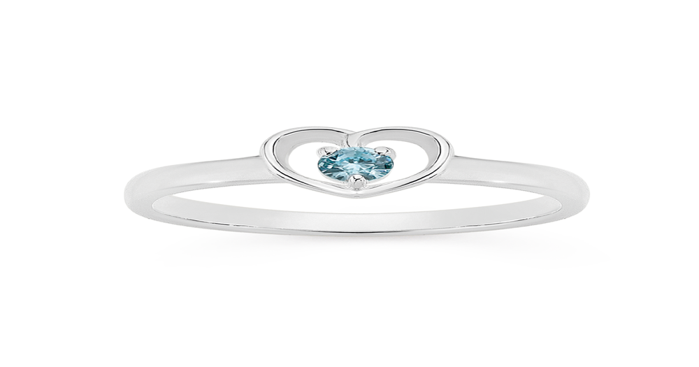 Silver Childs Blue Cz Heart Ring in Blue | Prouds