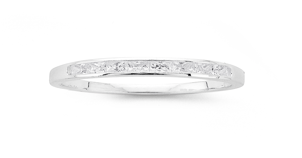 Silver Cubic Zirconia Channel Set Eternity Ring in White | Prouds