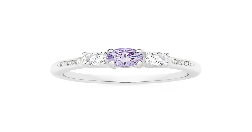 Silver Cz Dress Ring in Purple | Prouds