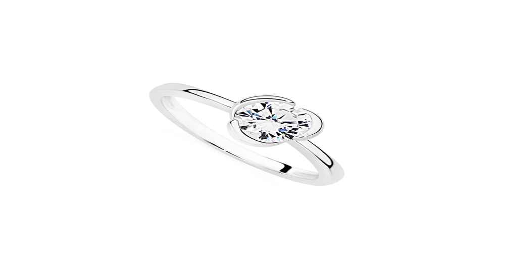 Silver Cz Twist Design Ring in White | Prouds