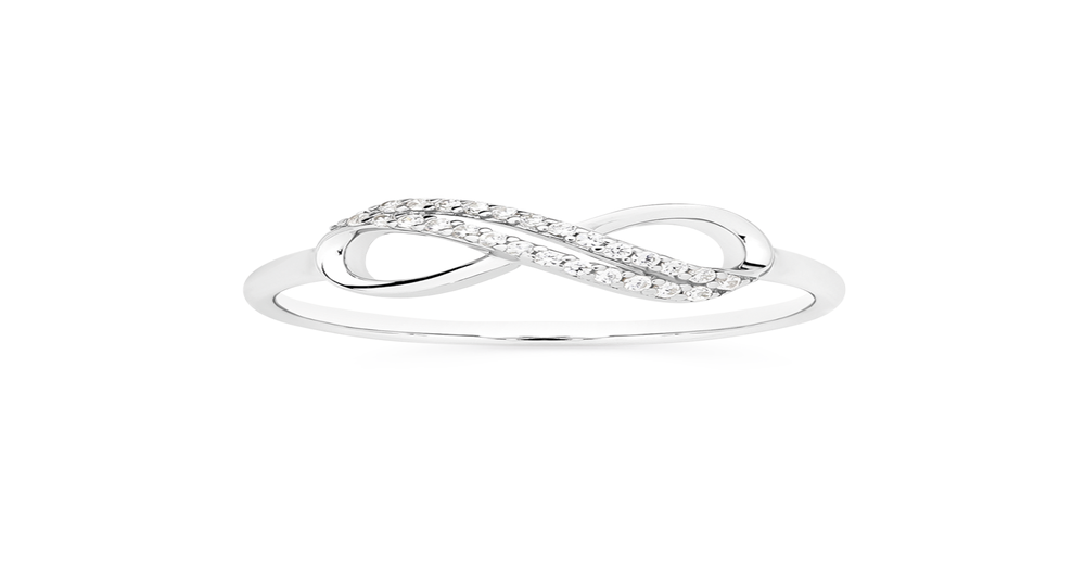 Silver Double Cubic Zirconia Row Infinity Ring in White | Prouds