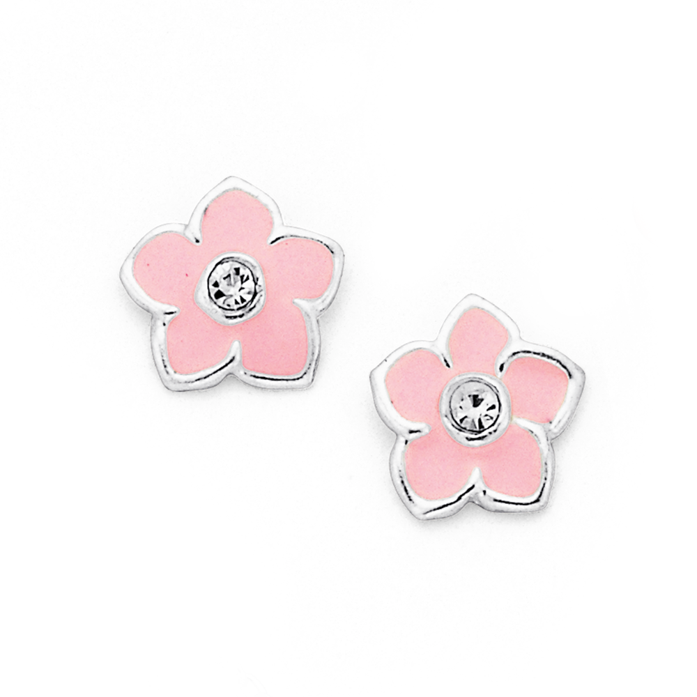 crystal flower stud earrings