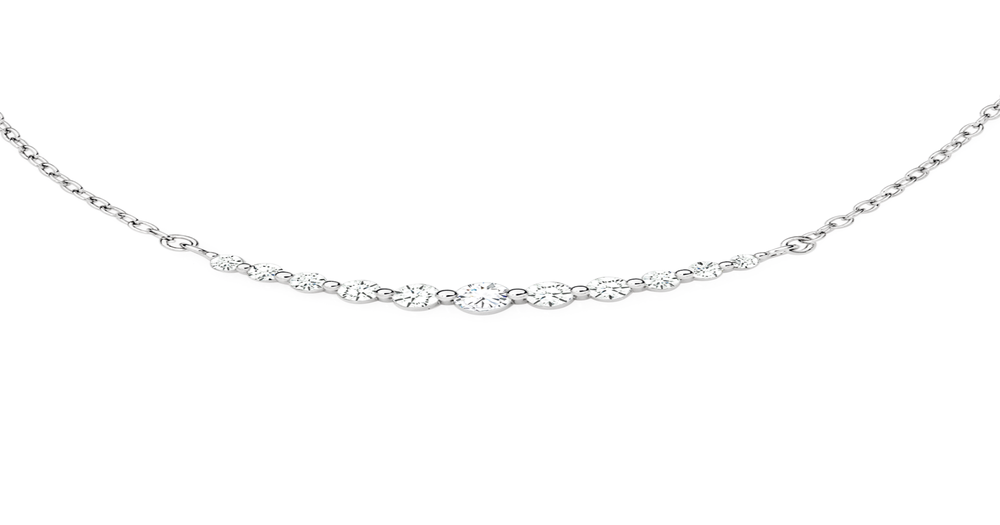 Silver Graduating Cz Necklet in White | Prouds