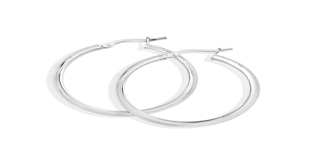 Silver Half Round Tube Hoop Earrings | Prouds