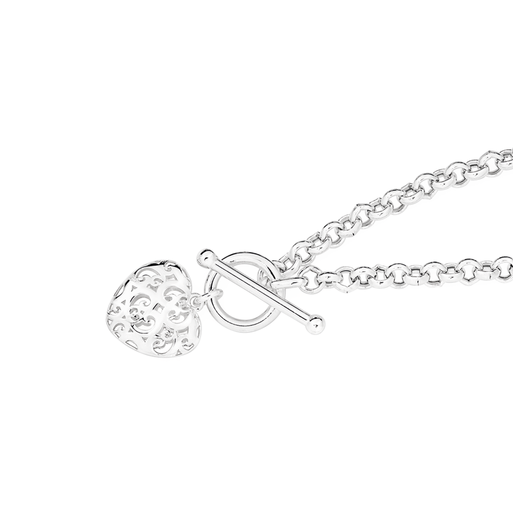 Made in Italy Heart Link Bracelet with Small Heart Lock