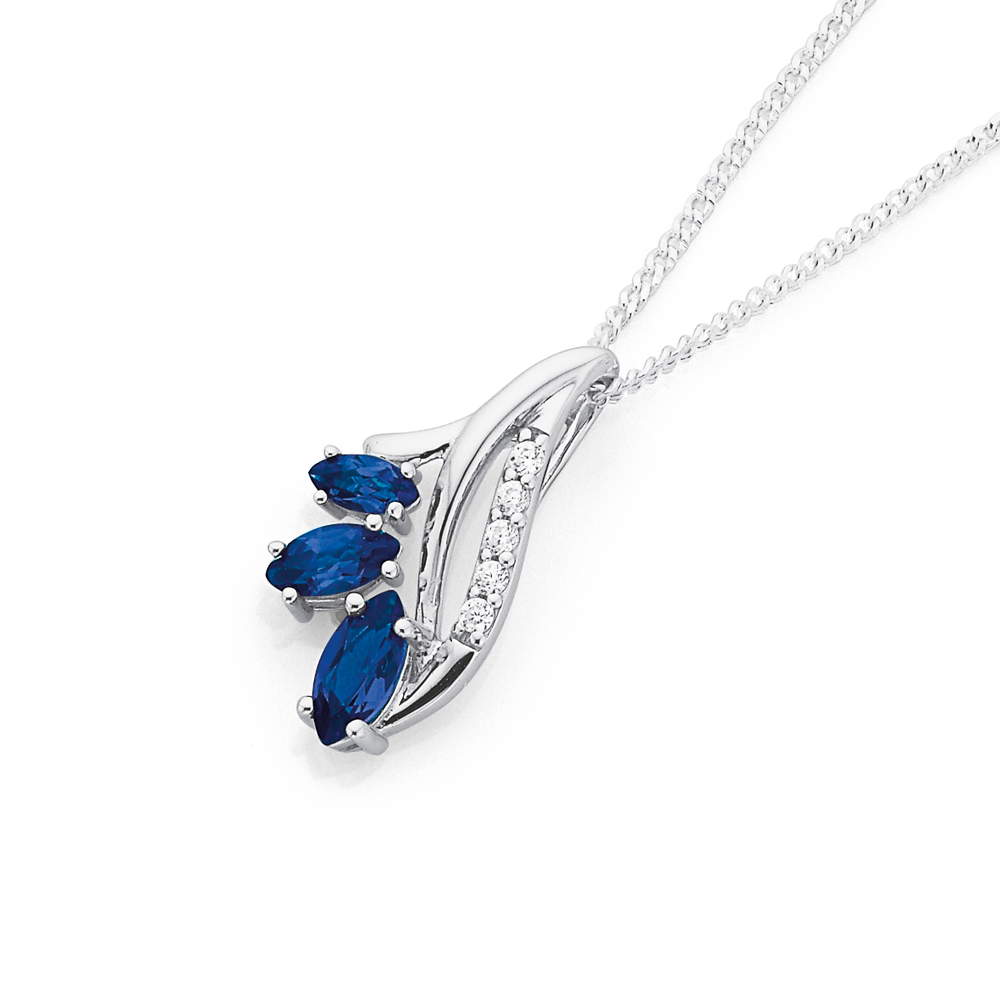 sterling silver blue sapphire necklace