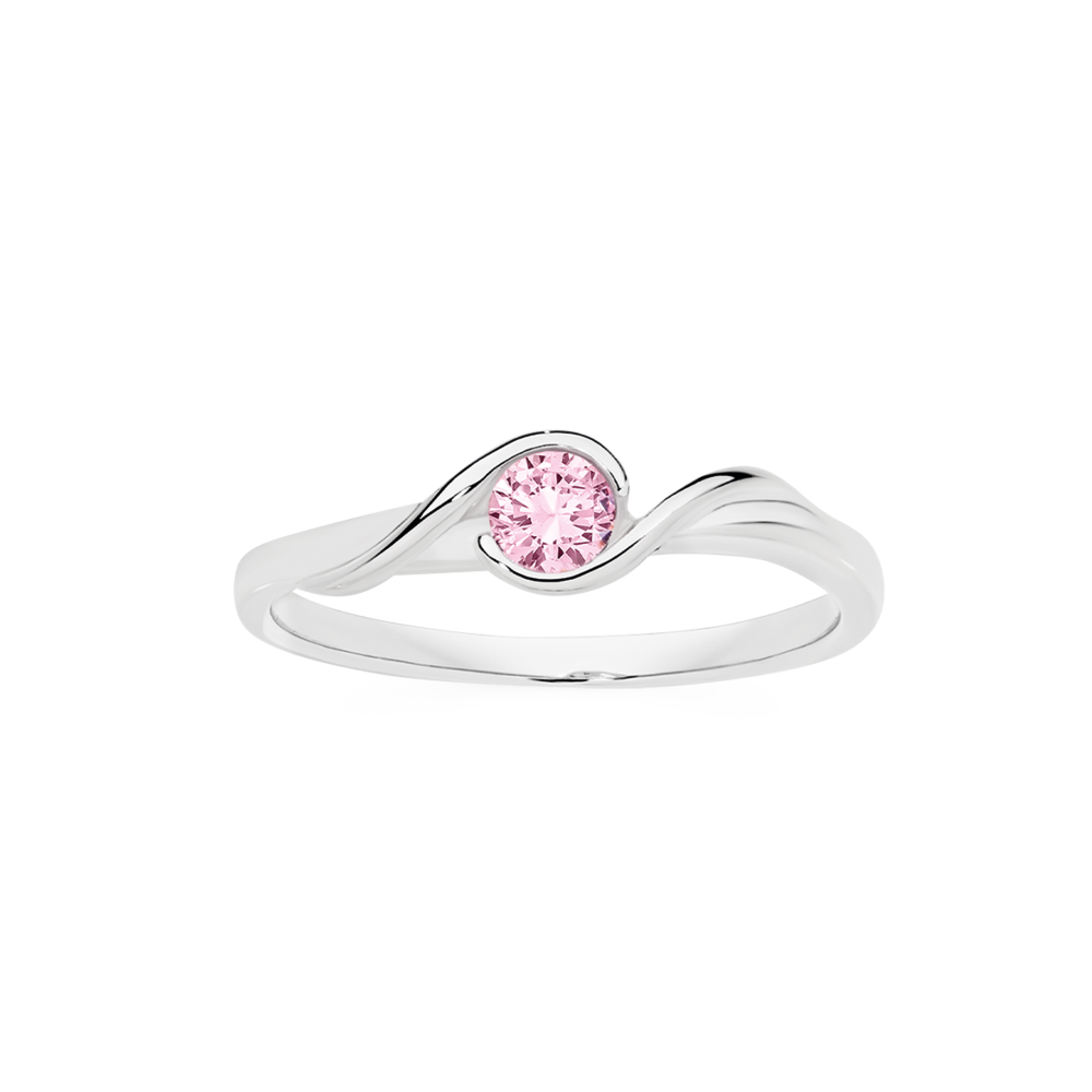 Pink CZ set in 10k gold authentic ring