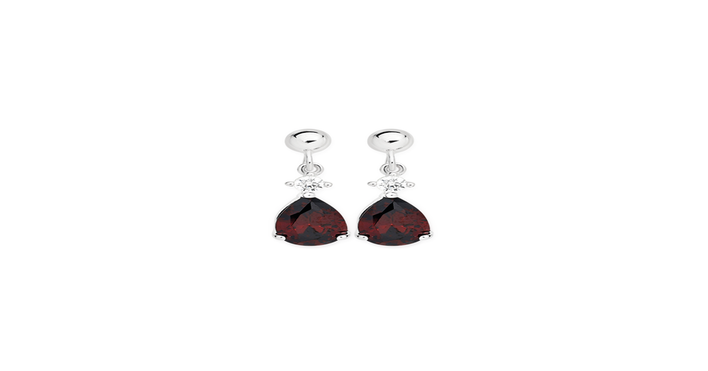 Silver Red Cubic Zirconia Drop Earrings in Red | Prouds