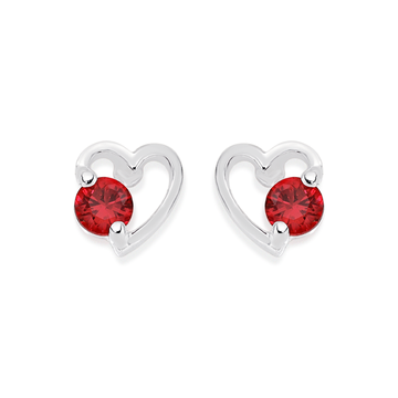 Elevated Heart Stud Earrings, Sterling silver