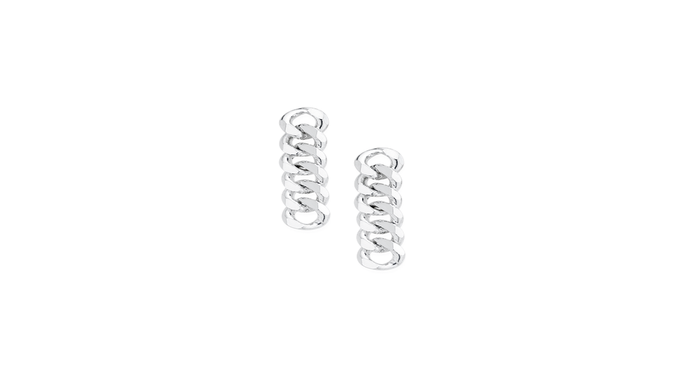 Silver Short Curb Link Drop Earrings | Prouds