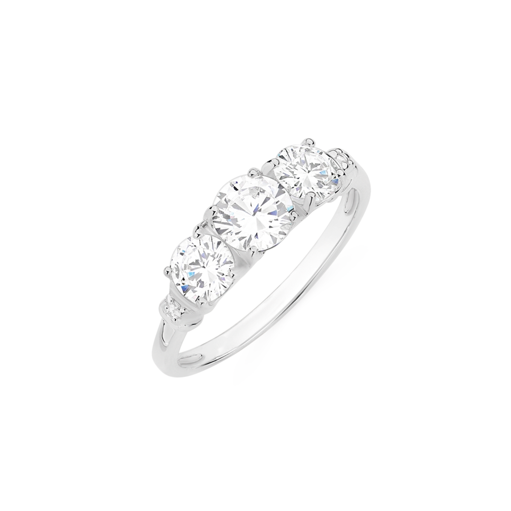 Three stone cubic zirconia outlet ring