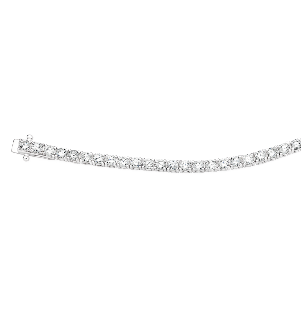 4.0mm Round Lab-Created White Sapphire Tennis Bracelet in Sterling Silver -  Oak & Luna