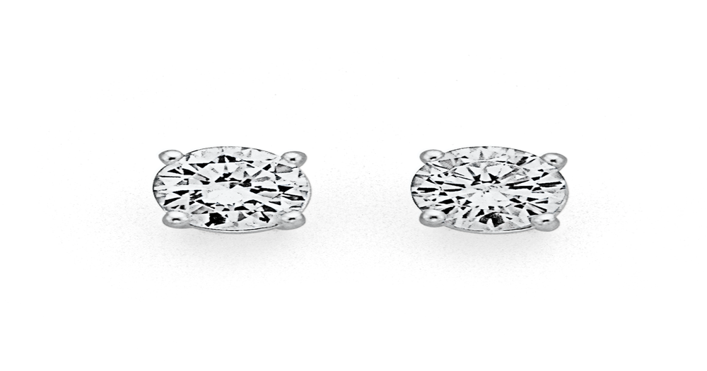 Sterling Silver 6mm Cubic Zirconia Studs in White | Prouds
