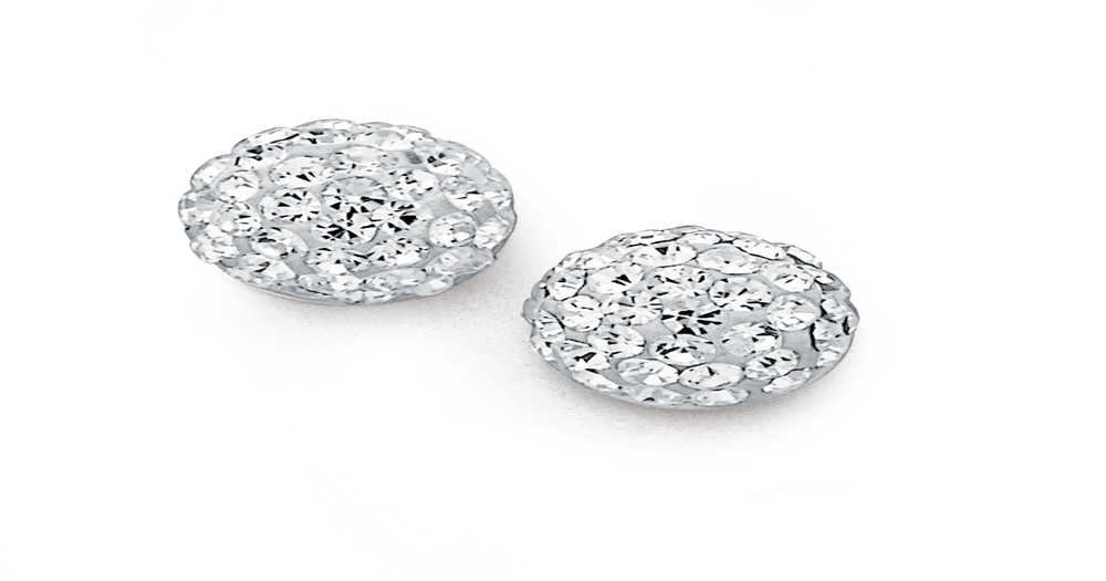 Sterling Silver Crystal Ball Stud Earrings in White | Prouds