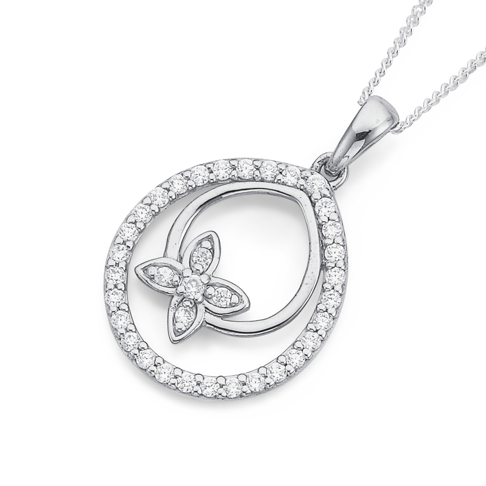 heart necklace with moving diamond in middle