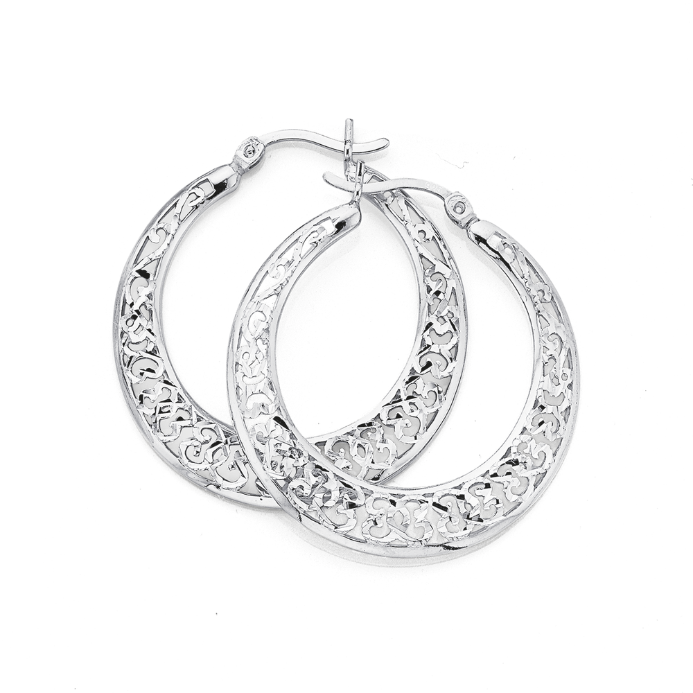 diamond hoop earrings in sterling silver