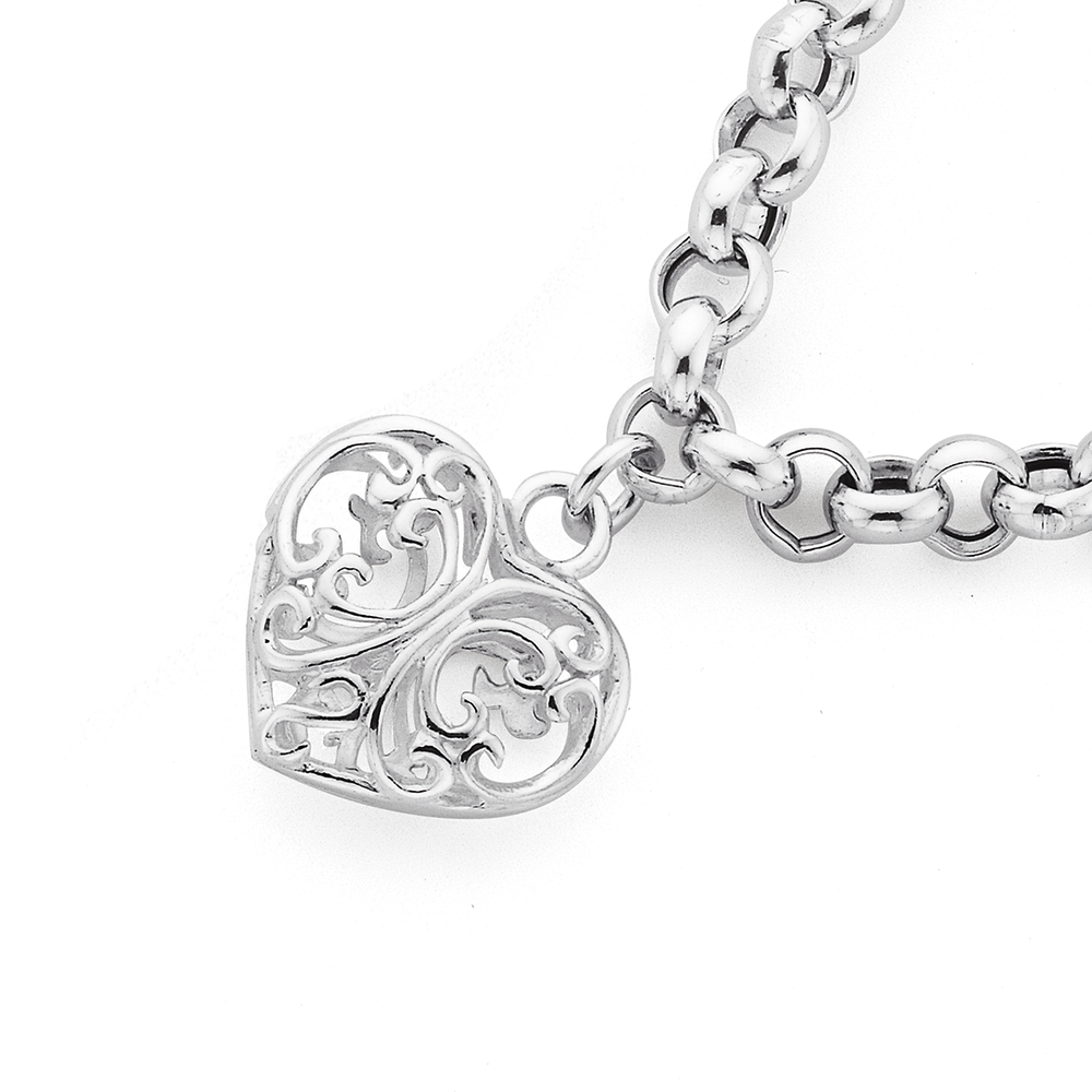 Silver locket store bracelet