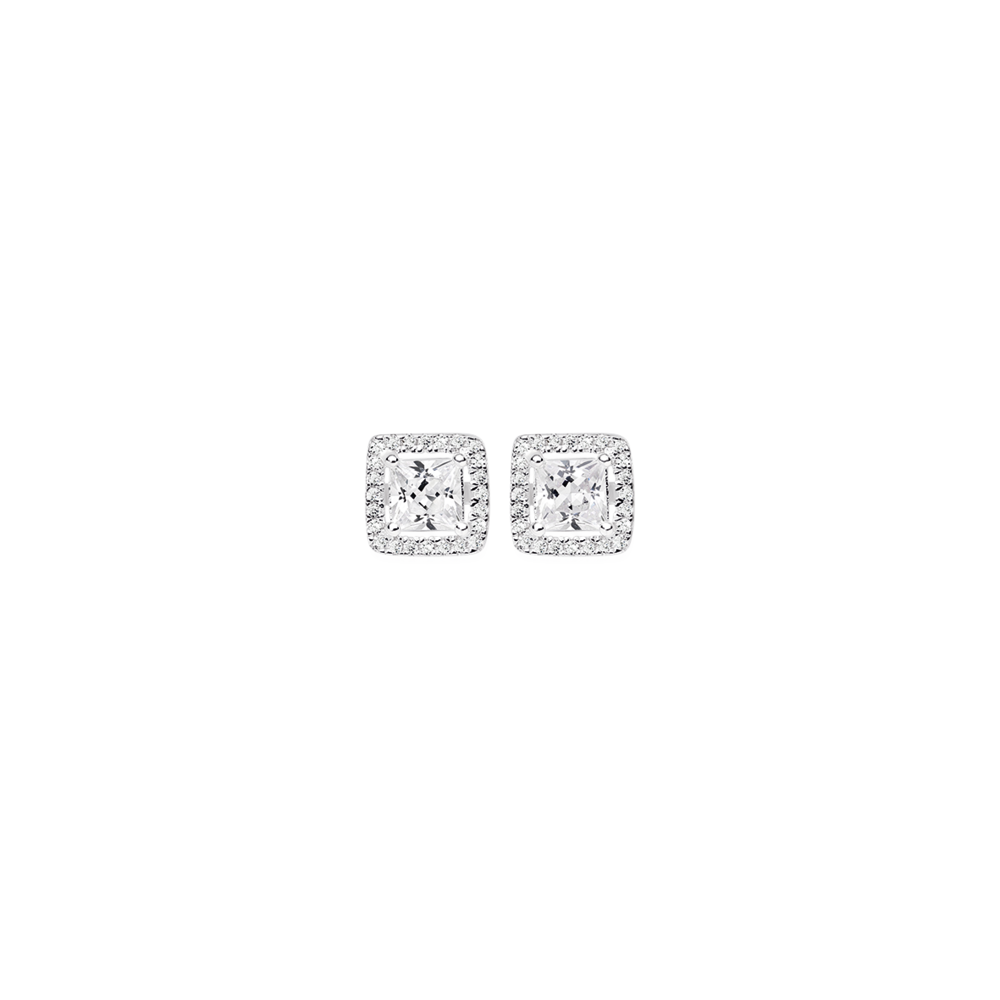 Solitaire Gold Square Stud Earrings in 92.5 Silver - Princess Cut - Br –  HighSpark