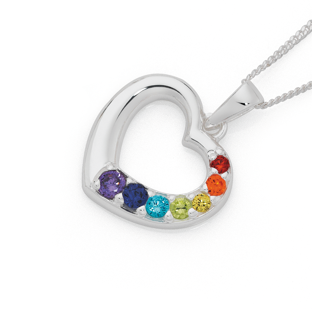 Rainbow heart store necklace